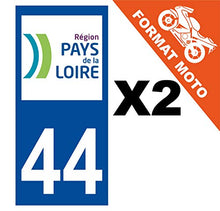 Supstick 2 Stickers Autocollants Plaques Immatriculation Moto Dept 44 Pays de la Loire Bleu Foncé Angles Carrés