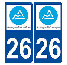 Supstick 2 Stickers Autocollants Plaques Immatriculation Auto Dept 26 Auvergne Rhône Alpes Bleu Foncé Angles Arrondis