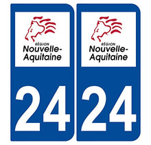 Supstick 2 Stickers Autocollants Plaques Immatriculation Auto Dept 24 Nouvelle Aquitaine Bleu Foncé Angles Arrondis