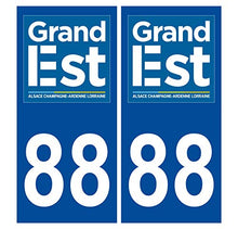 Supstick 2 Stickers Autocollants Plaques Immatriculation Auto Dept 88 Grand Est Bleu Foncé Angles Carrés