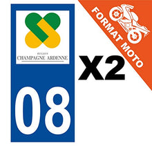 Supstick 2 Stickers Autocollants Plaques Immatriculation Moto Dept 08 Champagne Ardenne Bleu Foncé Angles Carrés