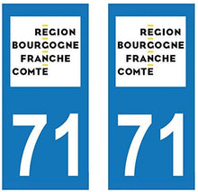 supstick 2 STICKERS AUTOCOLLANT PLAQUE IMMATRICULATION DEPT 71 region Bourgogne-Franche-Comté format rectangulaire - supstick.fr