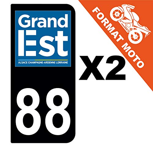 Supstick 2 Stickers Autocollants Plaques Immatriculation Moto Dept 88 Grand Est Noir 2 Angles Arrondis