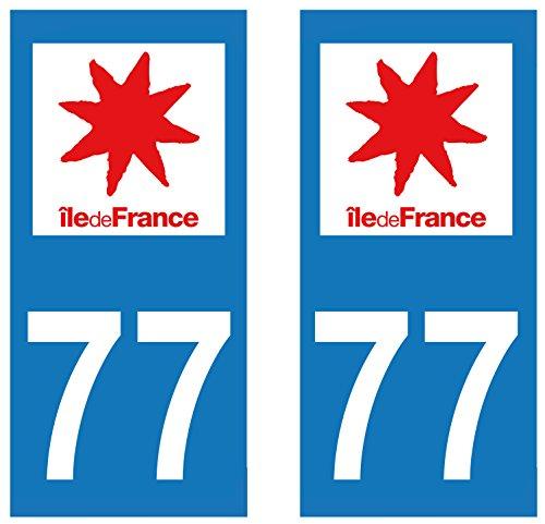 supstick 2 Stickers Autocollant Plaque IMMATRICULATION DEPT 77 Région Île-de-France Format rectangulaire - supstick.fr