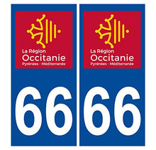 Supstick 2 Stickers Autocollants Plaques Immatriculation Auto Dept 66 Occitanie Bleu Foncé Angles Carrés