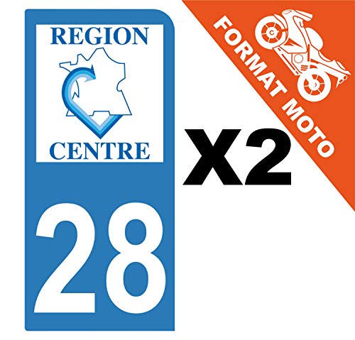 Supstick 2 Stickers Autocollants Plaques Immatriculation Moto Dept 28 Centre Bleu Clair 1 Angle Arrondi