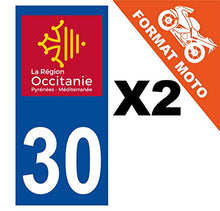 Supstick 2 Stickers Autocollants Plaques Immatriculation Moto Dept 30 Occitanie Bleu Foncé Angles Carrés