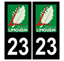 Supstick 2 Stickers Autocollants Plaques Immatriculation Auto Dept 23 Limousin Noir Angles Carrés
