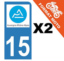 Supstick 2 Stickers Autocollants Plaques Immatriculation Moto Dept 15 Auvergne Rhône Alpes Bleu Clair 1 Angle Arrondi