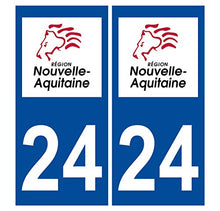 Supstick 2 Stickers Autocollants Plaques Immatriculation Auto Dept 24 Nouvelle Aquitaine Bleu Foncé Angles Carrés