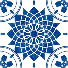 Lot de 10 Adhésif Carrelage - décoration de carreaux - 10 pièces plastifié en mat - carreau fleur bleu - format 10x10cm par pièce