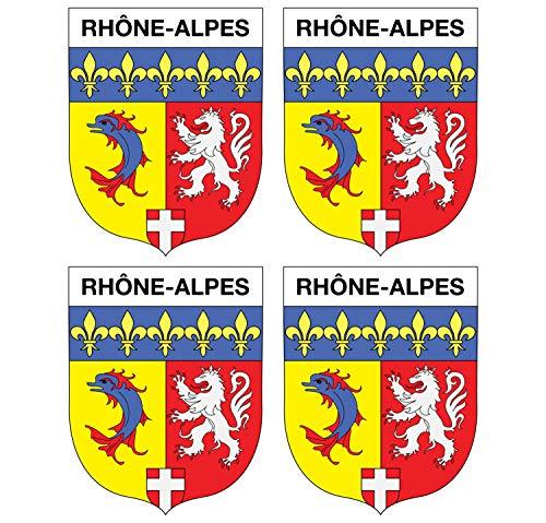 Supstick Lot de 4 Autocollants Stickers Blason de région département Rhône Alpes Format 5x4cm - supstick.fr