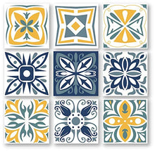 Planche de 9 Adhésif Carrelage - décoration de carreaux - 9 pièces plastifié en mat - mosaïque nuances de jaune et blanc - format 15x15cm par pièce