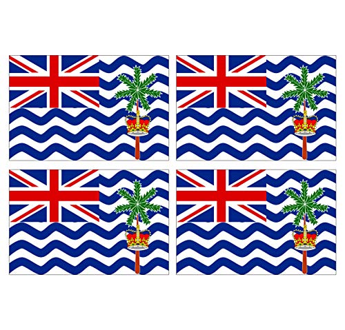 Supstick Lot de 4 Autocollants Stickers Drapeau de Pays Nation Territoire Britannique de l’océan Indien Format 6x4cm