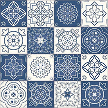 Planche de 16 Adhésif Carrelage - décoration de carreaux - 16 pièces plastifié en mat - mosaïque moderne bleu- format 30x30cm par pièce