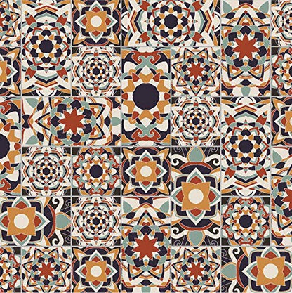 Lot de 10 Adhésif Carrelage - décoration de carreaux - 10 pièces plastifié en mat - mosaïque style mandala marron - format 25x25cm par pièce