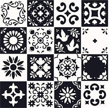 Planche de 16 Adhésif Carrelage - décoration de carreaux - 16 pièces plastifié en mat - mosaïque noir et blanc - format 30x30cm par pièce