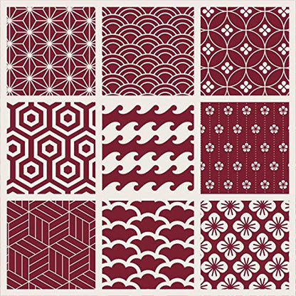 Planche de 9 Adhésif Carrelage - décoration de carreaux - 63 pièces plastifié en mat - carreau bordeaux - format 25x25cm par pièce