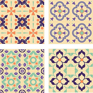 Planche de 4 Adhésif Carrelage - décoration de carreaux - 36 pièces plastifié en mat - mosaïque nuances de blanc cassé - format 10x10cm par pièce