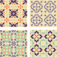 Planche de 4 Adhésif Carrelage - décoration de carreaux - 32 pièces plastifié en mat - mosaïque nuances de blanc cassé - format 20x20cm par pièce