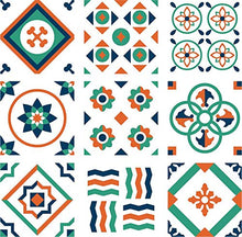 Planche de 9 Adhésif Carrelage - décoration de carreaux - 45 pièces plastifié en mat - mosaïque nuances de vert et blanc - format 25x25cm par pièce