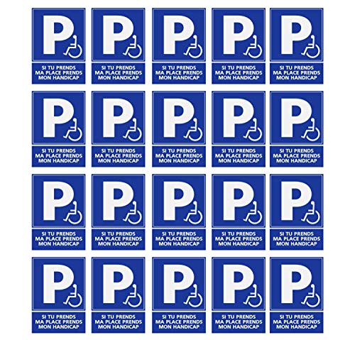 Lot de 20 Panneaux Rigide Handicapé - Personne à mobilité réduite si tu Prends ma Place, Prends Aussi Mon Handicap 18x24cm épaisseur 3mm