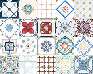 Planche de 20 Adhésif Carrelage - décoration de carreaux - 60 pièces plastifié en mat - mosaïque nuances de carreaux - format 20x20cm par pièce