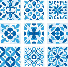 Planche de 9 Adhésif Carrelage - décoration de carreaux - 63 pièces plastifié en mat - mosaïque nuances de bleu - format 25x25cm par pièce