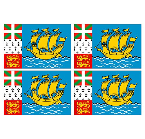 Supstick Lot de 4 Autocollants Stickers Drapeau de Pays Nation Saint-Pierre-et-Miquelon Format 6x4cm