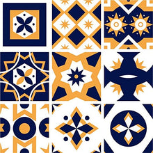 Planche de 9 Adhésif Carrelage - décoration de carreaux - 18 pièces plastifié en mat - mosaïque noir et jaune- format 20x20cm par pièce