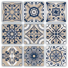 Planche de 9 Adhésif Carrelage - décoration de carreaux - 18 pièces plastifié en mat - mosaïque nuances de beige - format 25x25cm par pièce