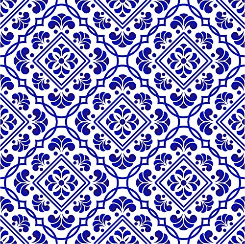 Lot de 10 Adhésif Carrelage - décoration de carreaux - 10 pièces plastifié en mat - carreau blue - format 10x10cm par pièce